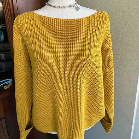 French Connection Sweaters - French Connection Yellow Millie Crop Waffle Knit Sweater - Size Small